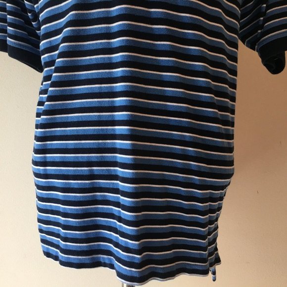 T HARRIS LONDON SHIRT MENS LARGE STRIPED BLUE GOLF POLO GENTLEMANS FIT - Picture 6 of 12